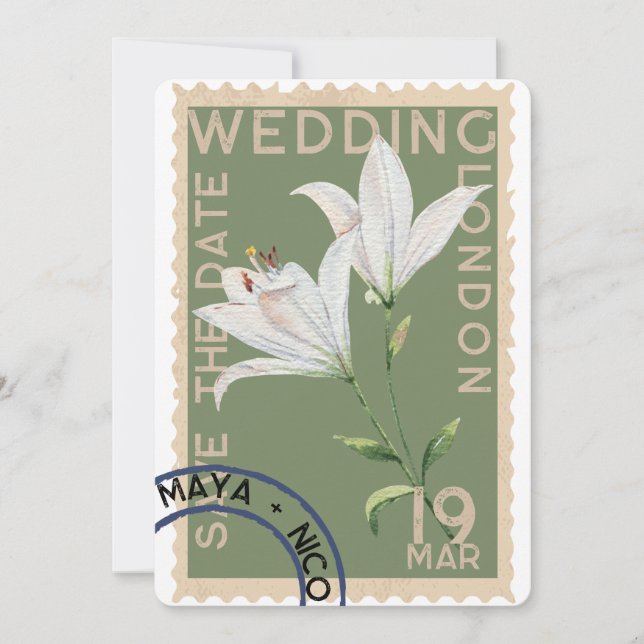 Vintage Stamp Wedding Invitation (Front)