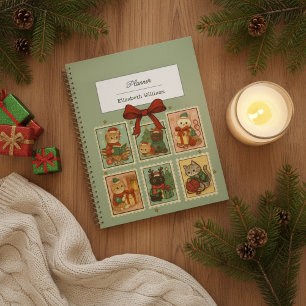 Vintage Stamps Christmas Cats Retro Holiday Cat  Planner