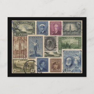 Vintage Stamps Collage Postcard