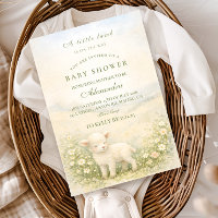 Vintage Standing Lamb Meadow Floral Baby Shower