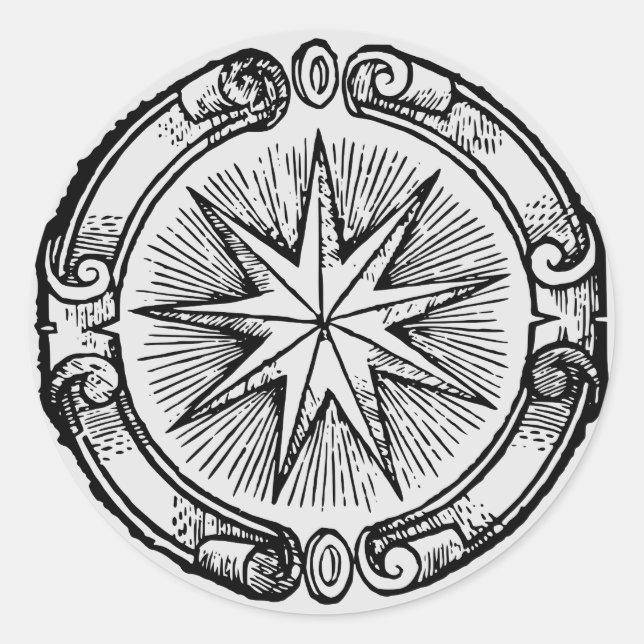 Vintage Star Emblem Classic Round Sticker (Front)