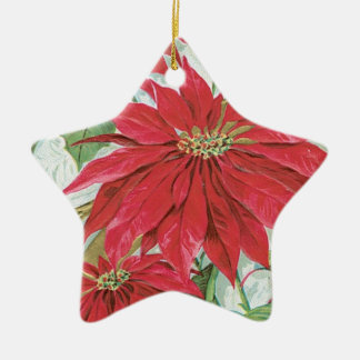 Vintage Star Poinsettia Ceramic Tree Decoration