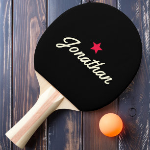 Vintage Star Signature in Black Ping Pong Paddle