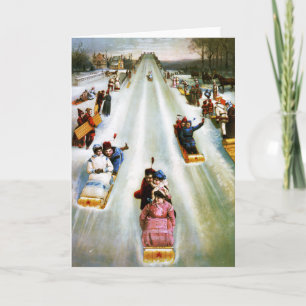 Vintage Star Tobogganing Day Card
