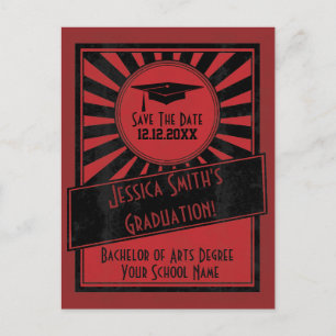 Vintage Starburst Save The Date Graduation Party Announcement Postcard