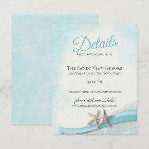 Vintage Starfish and Lace Ocean Blue Details Invitation
