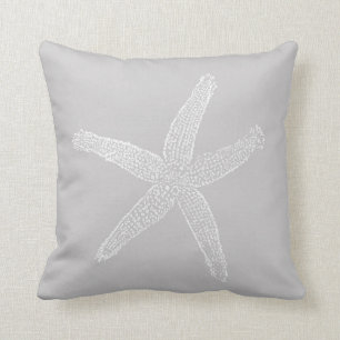 Vintage Starfish Illustration in Grey Cushion