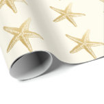 Vintage Starfish Sketch Ivory Wrapping Paper<br><div class="desc">Gold and ivory starfish sketch wrapping paper. Change the background colour using the advanced editor accessible by clicking "CUSTOMIZE FURTHER." Great for beach wedding shower gifts and coastal backdrops and home decor projects.</div>