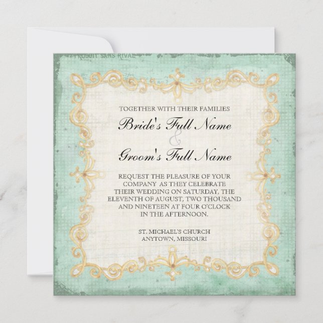 Vintage Stargazer Lily Rose Butterfly n Hydrangea Invitation (Front)