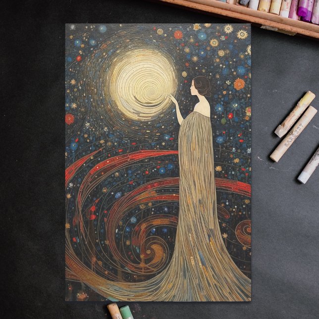 Vintage Starry Night Art Nouveau Decoupage Tissue Paper (Creator Uploaded)