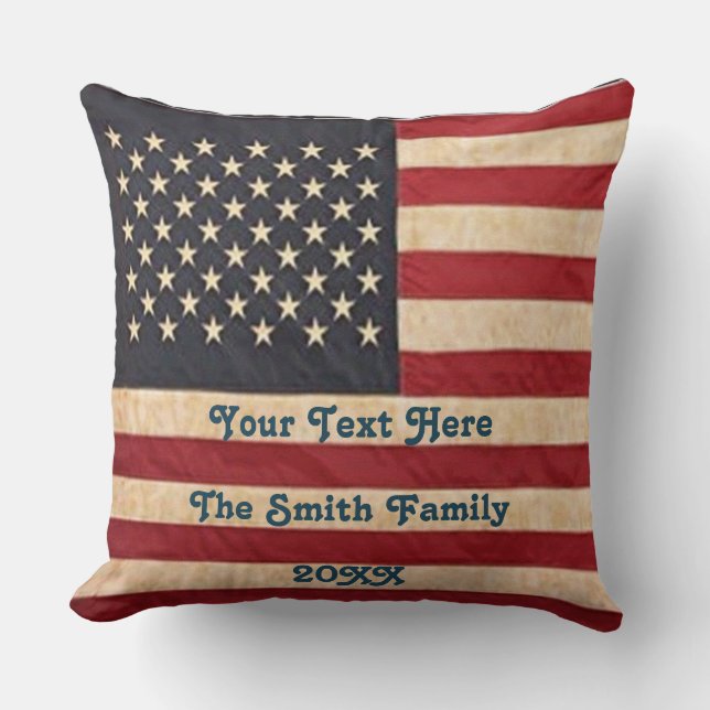 Vintage Stars and Stripes Weathered American Flag Cushion (Front)