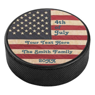Vintage Stars and Stripes Weathered American Flag Hockey Puck