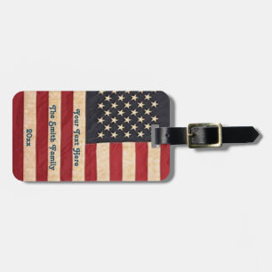 Vintage Stars and Stripes Weathered American Flag Luggage Tag