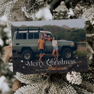 Vintage Stars Merry Christmas Photo Holiday Card