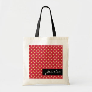 Vintage Stars Red and Yellow Pattern Personalised Tote Bag