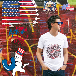 Vintage Stars & Stripes July 4th Decor T-Shirt