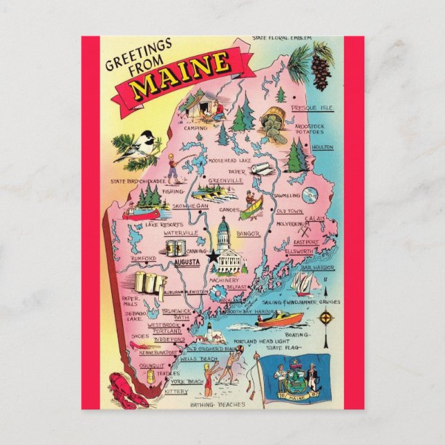  Vintage State of Maine Postcard (Front)