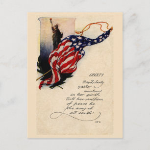 Vintage Statue of Liberty and the American Flag Postcard