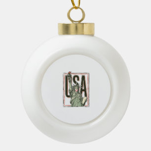 Vintage Statue of Liberty Bubblegum Graphic Tee_1 Ceramic Ball Christmas Ornament
