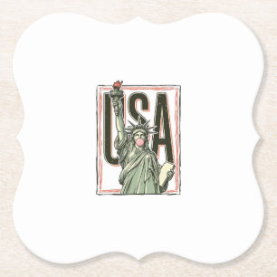 Vintage Statue of Liberty Bubblegum Graphic Tee_1 Paper Coaster