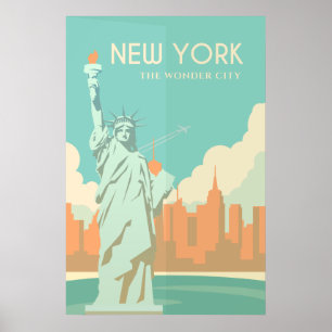 Vintage Statue of Liberty New York City Travel Poster