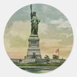Vintage Statue of Liberty, New York Harbour Classic Round Sticker