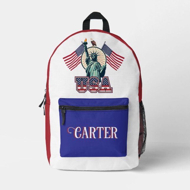 Vintage, Statue of Liberty  personalised Printed Backpack (Front)