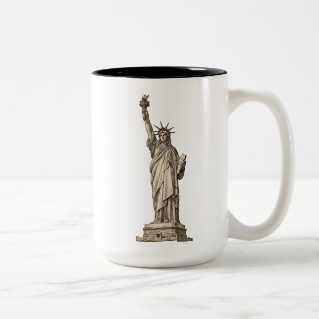 Vintage Statue of Liberty Two-Tone Coffee Mug (Right)