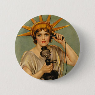 Vintage Statue of Liberty, WWI Patriotic War Ad 6 Cm Round Badge