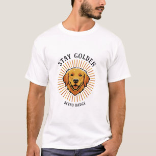 Vintage Stay Golden Yellow Sunburst Dog Lover Retr T-Shirt