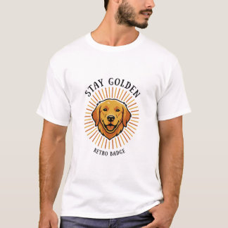 Vintage Stay Golden Yellow Sunburst Dog Lover Retr T-Shirt