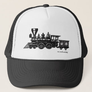 Vintage steam engine locomotive graphic art hat