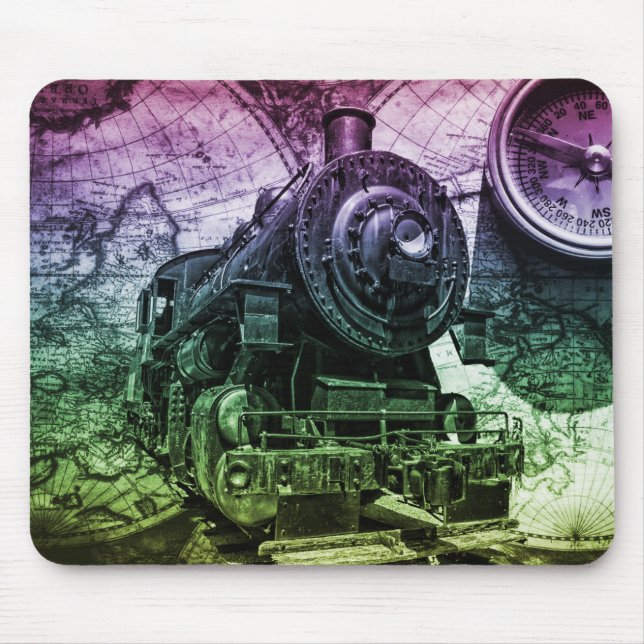 Vintage Steam Engine Locomotive Mouse Pad (Front)