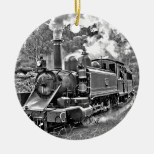 Vintage Steam Engine Train Ceramic Tree Decoration