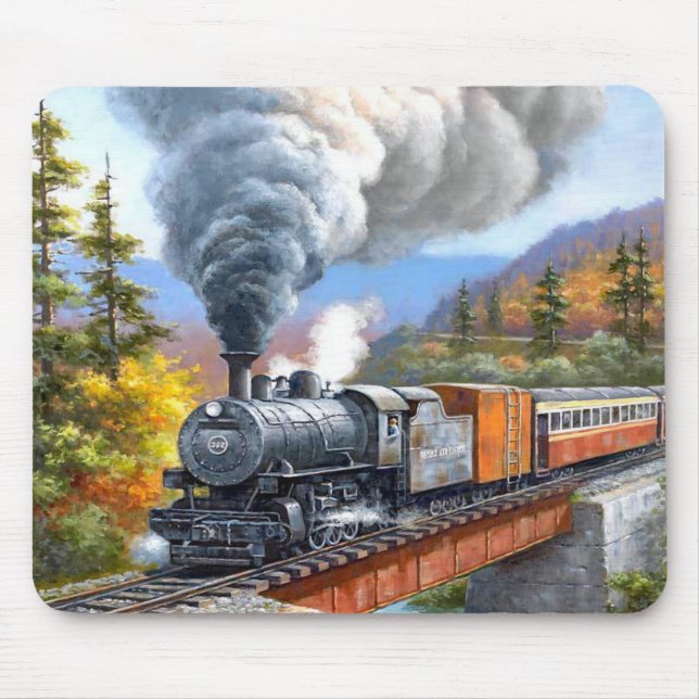 Vintage Steam Engine Train Mouse Pad (Front)