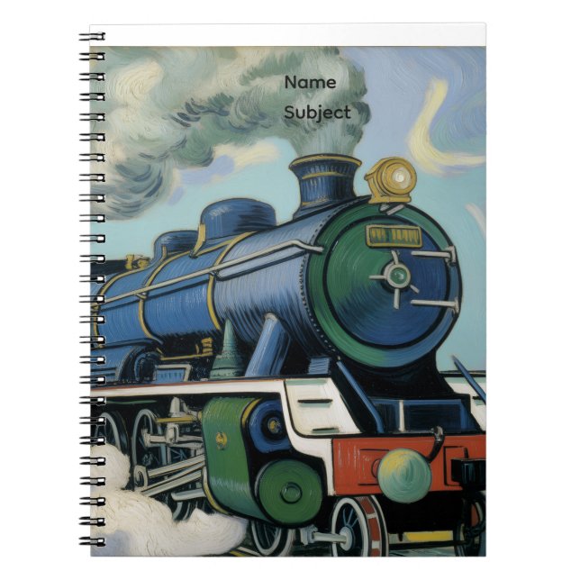 Vintage Steam Engine Train Painting Notebook (Front)