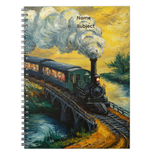 Vintage Steam Engine Train Painting Notebook
