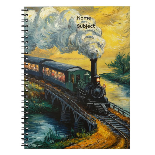 Vintage Steam Engine Train Painting Notebook (Front)