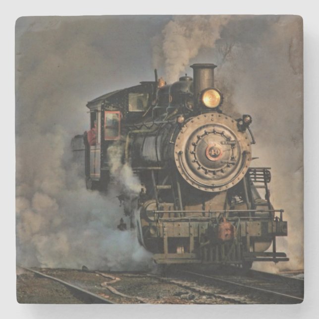 Vintage Steam Engine Train Stone Coaster (Front)