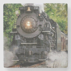 Vintage Steam Engine Train Stone Coaster