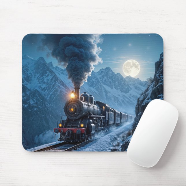 Vintage Steam Locomotive In Moonlight Mouse Pad (With Mouse)