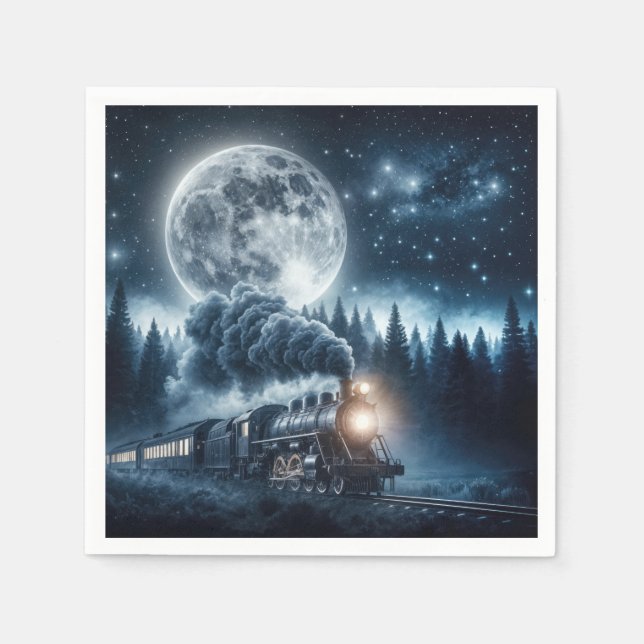 Vintage Steam Locomotive Napkin (Front)