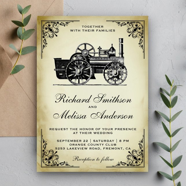 Vintage Steam Locomotive Wedding Invitation (Creator Uploaded)