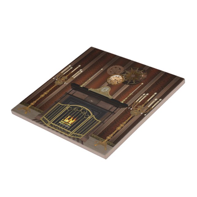 Vintage Steam Punk The Fireplace Ceramic Tile (Side)