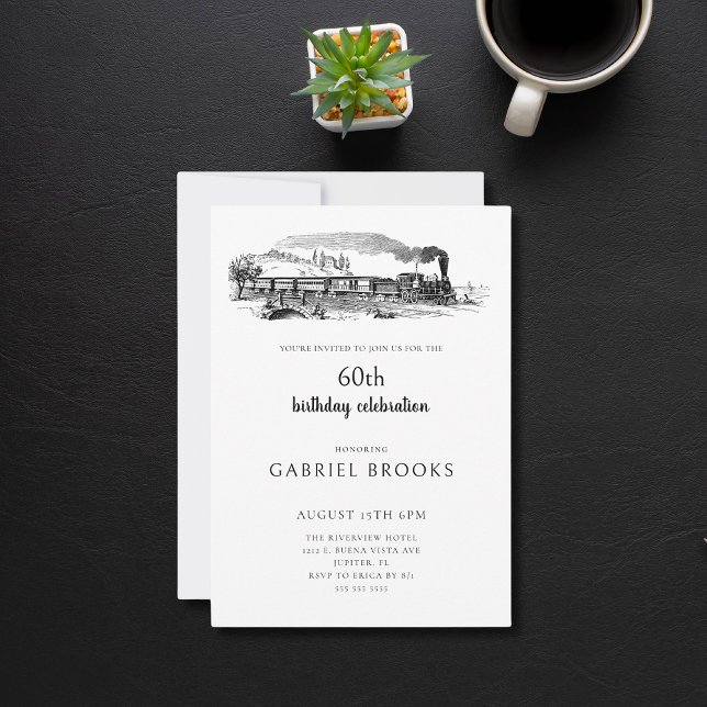Vintage Steam Train 60th Birthday Party Invitation (Creator Uploaded)