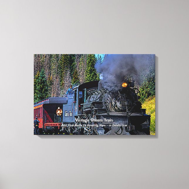 Vintage Steam Train -  Add Name                    Canvas Print (Front)