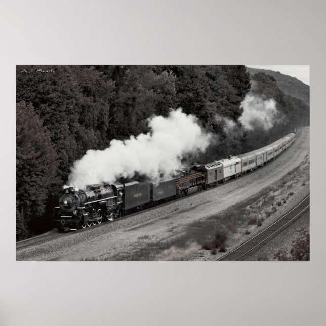 Vintage Steam Train Along the Ohio River Poster (Front)
