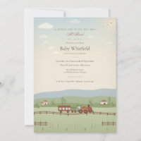 Vintage Steam Train Baby Shower Invitation