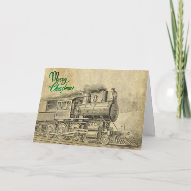 Vintage Steam Train Christmas Card (Front)
