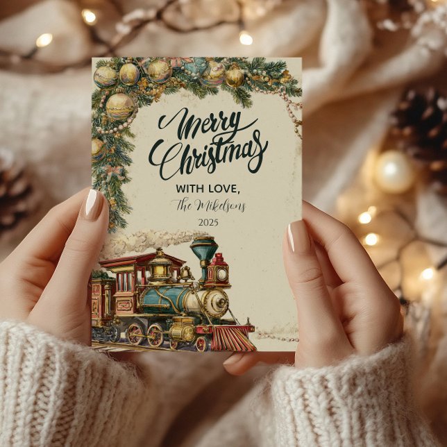Vintage Steam Train Christmas Holiday Card (Creator Uploaded)
